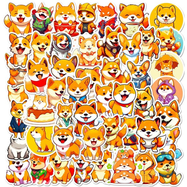 10-50pcs Cute Shiba Inu Stickers Dog Shiba Graffiti Stickers for DIY Luggage Laptop Skateboard Motorcycle Bicycle Sticker