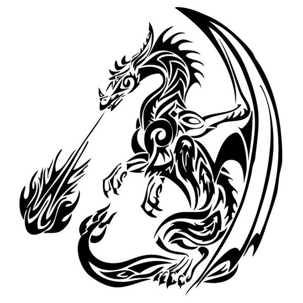 22.6cm*25cm Vinyl Car Styling Dragon Flame Waterproof Decals Car Stickers Black-Silver Car Accessories S6-2947