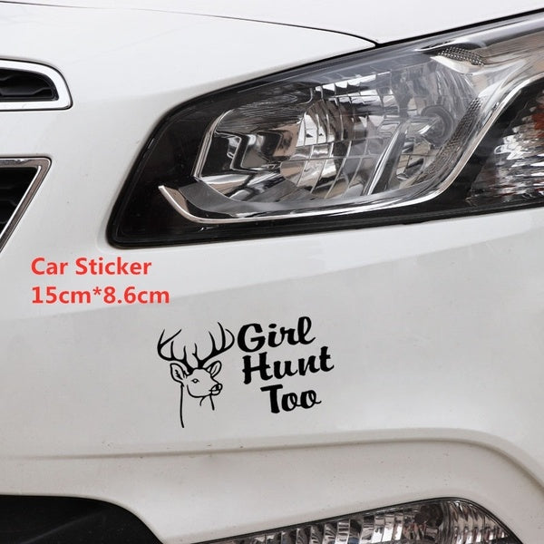 15 cm * 8.6 cm Personnalité Filles Hunt Too Autocollant De Voiture Car Styling Accessoires Vinyle Decal Art Stickers Muraux 6 Couleurs
