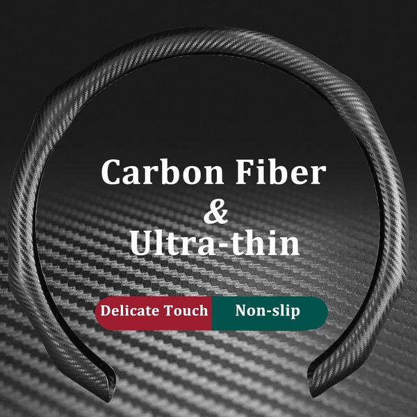 Universal Car Steering Wheel Cover Carbon Fiber Anti-Slip for O-D Type 14 1-2-15 1-2 inch Automobile Interior Accessories