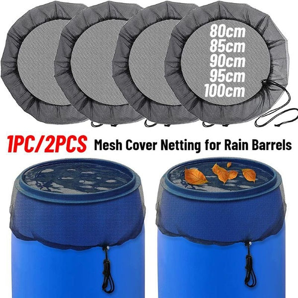 1PC-2PCS Mesh Cover for Rain Barrels - Rain Barrel Net Cover with Drawstring Water Collection Buckets Tank Protector Rain Barrel Netting Screen for P