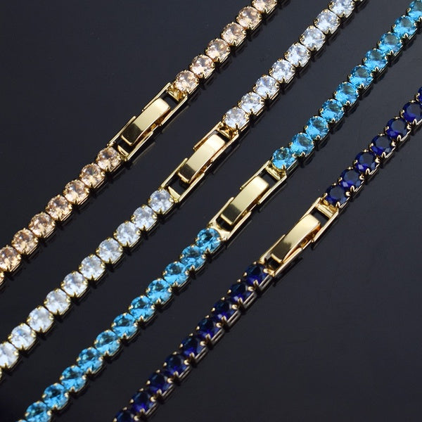 Nouveauté mode cristal Zircon bijoux Bracelet argent plaqué Tennis chaîne Bracelet cubique zircone Bracelets Couples cadeaux