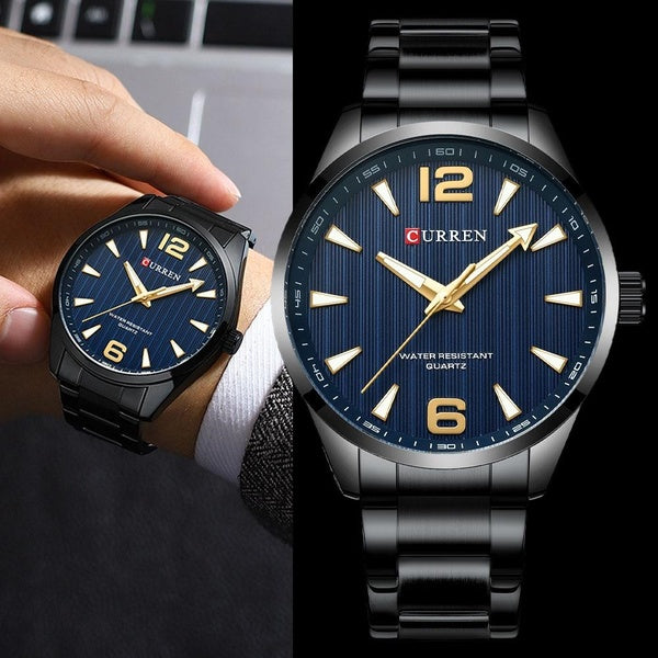 CURREN Business Mens Watch Top Marque De Luxe Homme Horloge En Acier Inoxydable Étanche Quartz Classique Simple Sport Homme Montres 8434