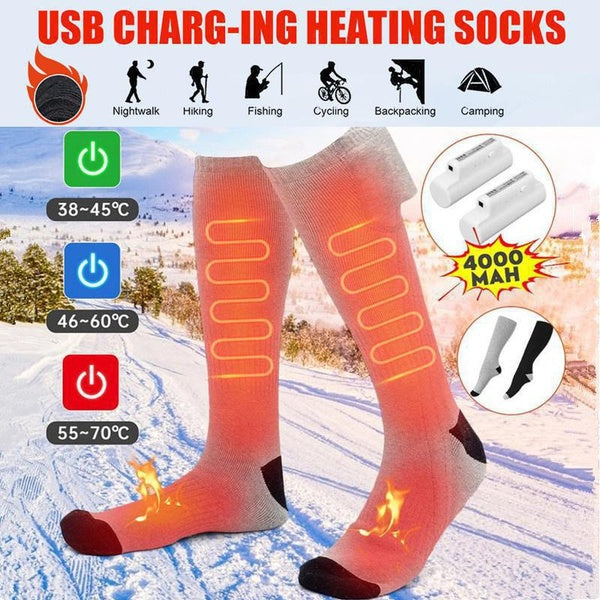 Electric Heated Socks Boot Feet Warmer Usb Rechargeable Heating Foot Warmer Artifact Anti-cold Winter Sport Socks 2022