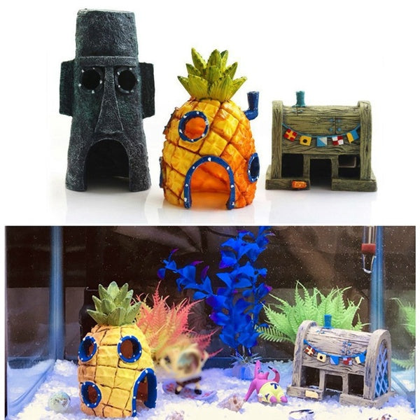 Fish Tank Aquarium Decoration Cartoon House for Fish Tank Pineapple House Home Ornaments Aquarium Accessories Fish