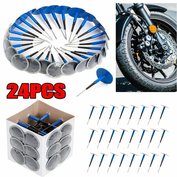 24pcs Professional Integral Plug Tire Repair Kit Mushroom Nail-tyre Film Tyre Cold Patch Film Rubber Stitching Machine Vehicle Tyre Puncture