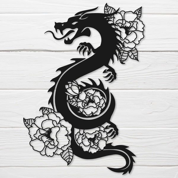 Set of 2 Floral Dragon Decal Sticker