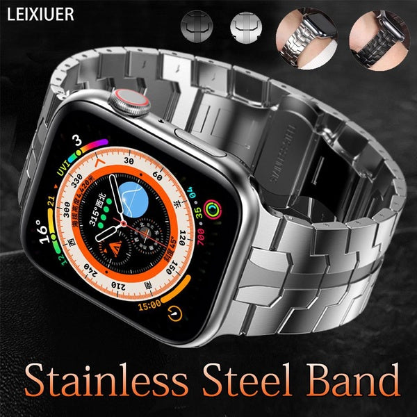 LEIXIUER Bracelet en acier inoxydable de luxe pour montre intelligente Ultra 49 mm 8 7 45 mm 41 mm 44 mm 42 mm 40 mm 38 mm pour SmartWatch Series 6 S