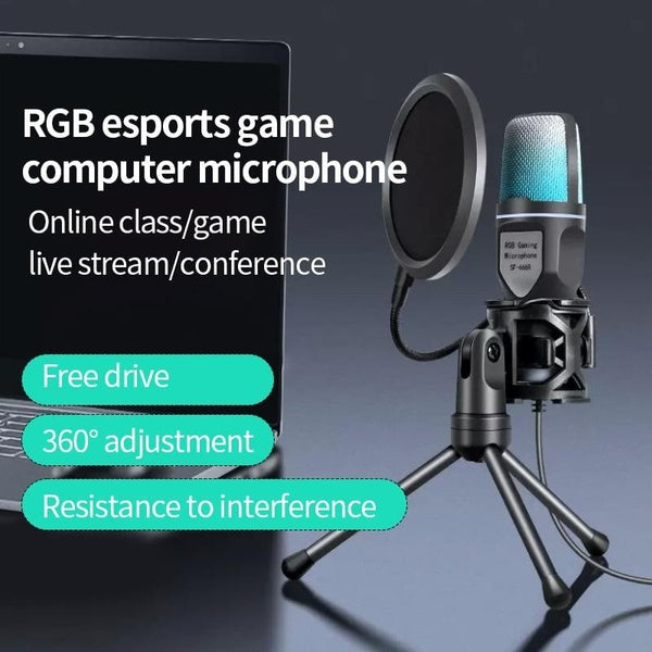 Microphone à condensateur rvb micro USB trépied de bureau filaire pour enregistrer le Microphone de conférence de réduction de bruit vidéo de jeu en