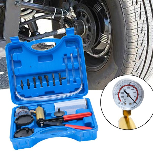 DIY Universal Hand Held Brake Fluid Bleeder Bleeding Vacuum Pump Tester Fluid Reservoir Pressure Gauge Lids Adapter Hose Case