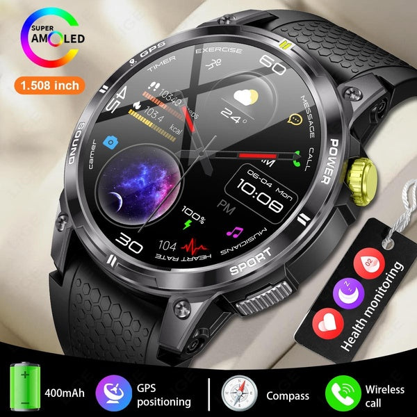 LIGE GPS montre intelligente hommes militaire avec lampe de poche LED Bluetooth appel Sport Tracker IP68 étanche boussole Smartwatch pour femmes Andr