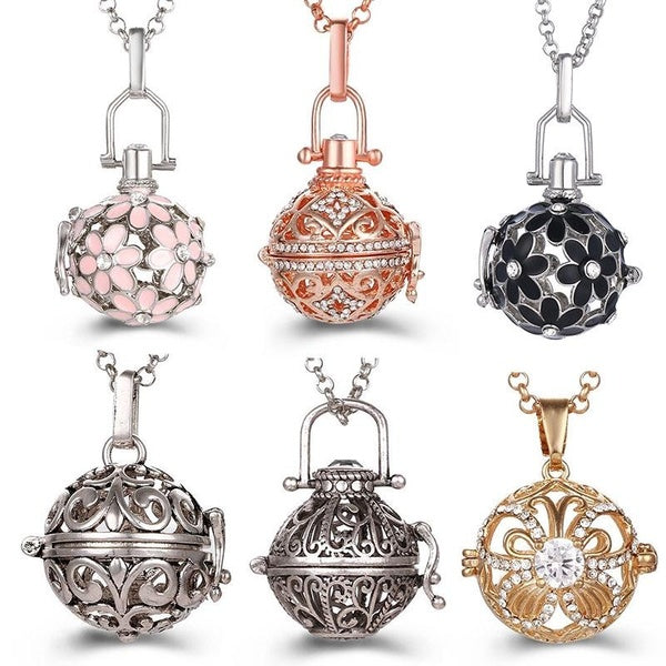 Hollow Vintage Necklace Jewelry Music Ball Pregnancy Bell Necklace Aromatherapy Essential Oil Diffuser Accessories Matron Inn