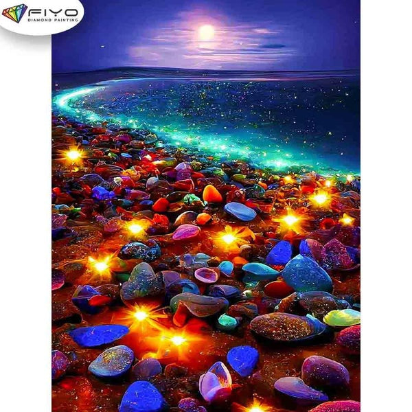 FIYO Beach Diamond Painting Kits For Adults DIY 5D Diamond Mosaic Diamond Painting Home and Kitchen Fashion Canvas Pictures Wall Decoration Gifts Art