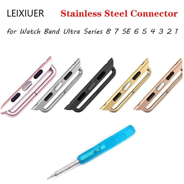 LEIXIUER Stainless Steel Connector for Apple Watch Ultra Band 49mm 45mm 41mm 44mm 40mm 42mm 38mm Metal Adapter tool Accessories for iwatch Series 8 7 Matron Inn