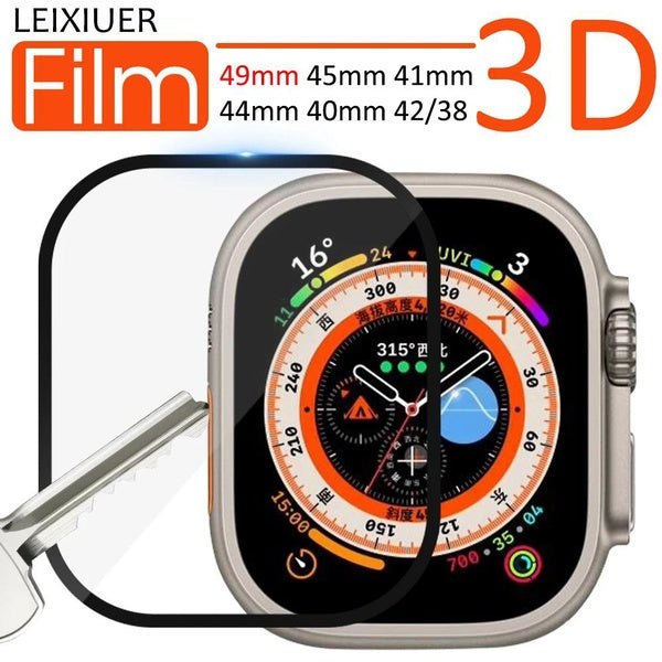 Soft - Tempered glass film Screen Protector for Apple Watch Ultra 49mm 8 7 41mm 45mm 6 SE 44mm 40mm Accessories for iWatch series 5 4 3 2 1 42mm 38m（