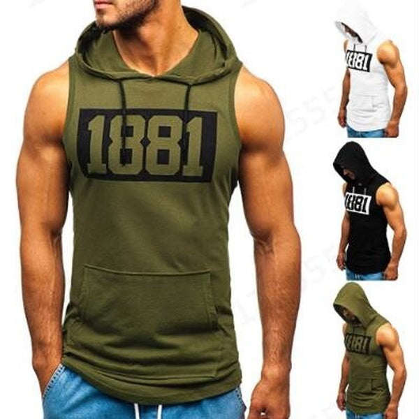 New Men's sports bodybuilding gym tank tops cotton tight sleeveless vest