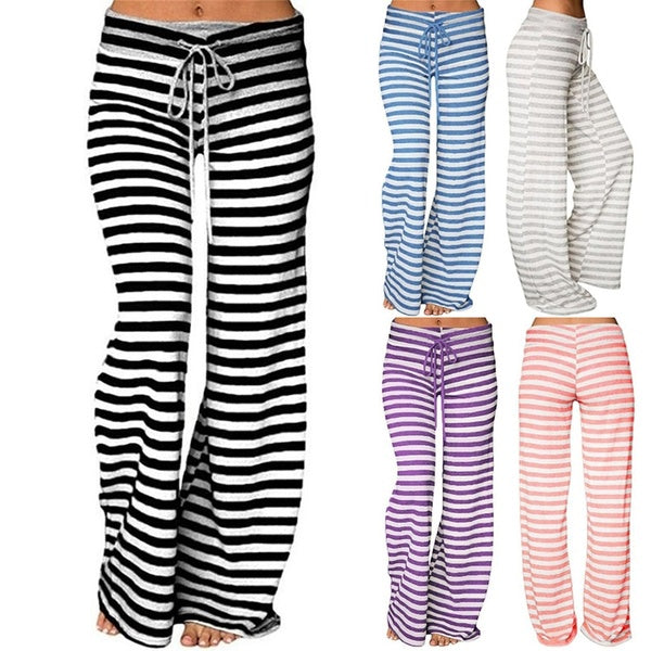 Pantalon long taille haute imprimé rayé femme pantalon de yoga décontracté grande taille pantalon Soprt