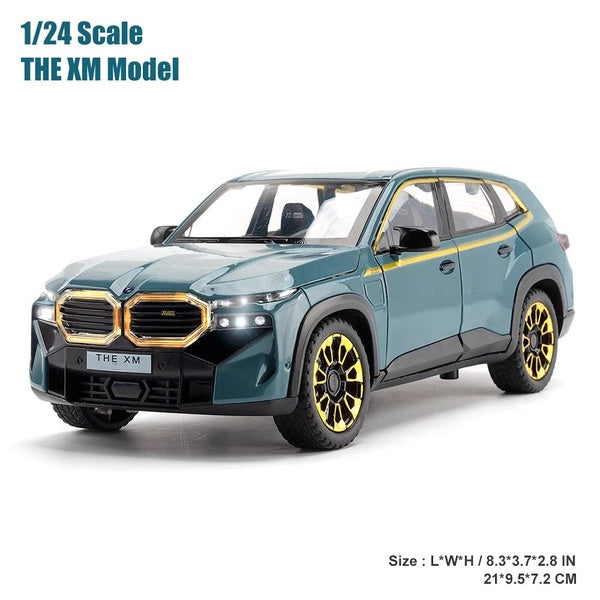 Big Size 1:24 Scale Alloy Diescast Vehicle Model Car Toy for BMW XM Sound Light Pull Back Toy Collectible Car Gift