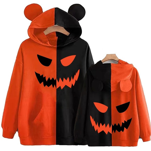 Halloween Print Men Women Hoodie Long Sleeve Pumpkin Kawaii Sweatshirts Pullover