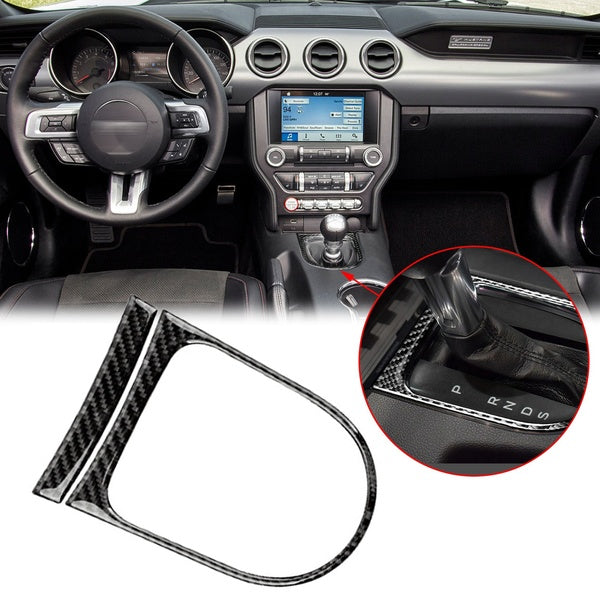 Genuine Carbon Fiber Interior Center Console Gear Shift Panel Cover Decals Trim Sticker For Ford Mustang 2015 2016 2017 2018 2019 2020 2021 2022 2023