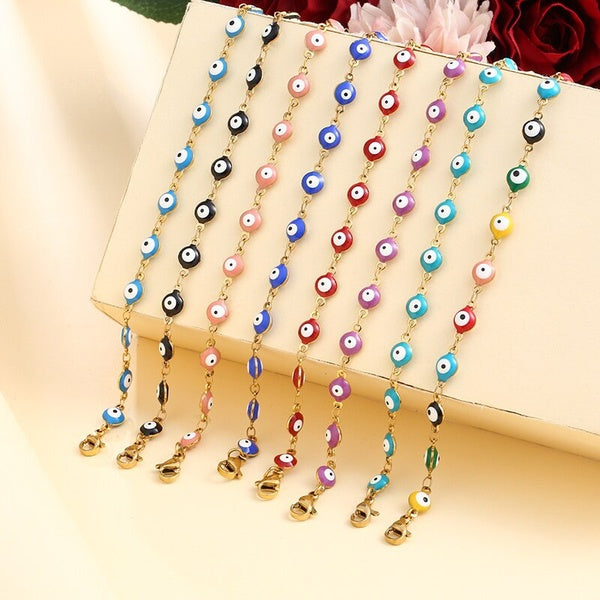1 pc 2021 nouveau 8 couleurs en acier inoxydable perle Bracelet pour femmes hommes couleur or lien chaîne coloré mauvais ail charme femme bijoux cade