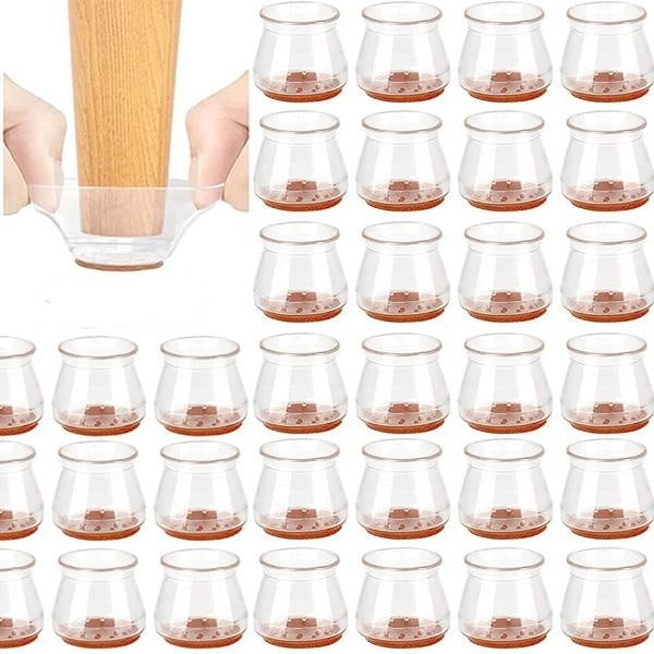 12-24-40 Pcs Silicone Chair Leg Cap Pad,Non-slip Floor Protectors for Chairs,Rubber Chair Leg Protectors Bottom Cover Pads for Hardwood Floors,Chair