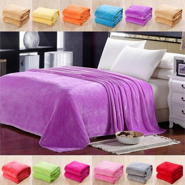 11Colors Large Size Solid Coral Fleece Blanket Plaid Couverture Polaire Manta Para Sofa Throw Blankets on Bed Home Mantas
