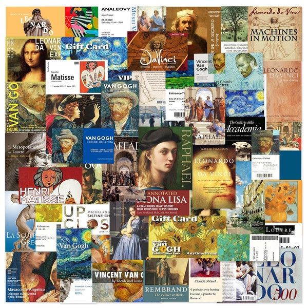 10-50Pcs World Famous Oil Painting Sticker Art Exhibition Ticket Stub Art Sticker Graffiti Kids Toy Skateboard Car Motorcycle Bicycle Sticker Decals