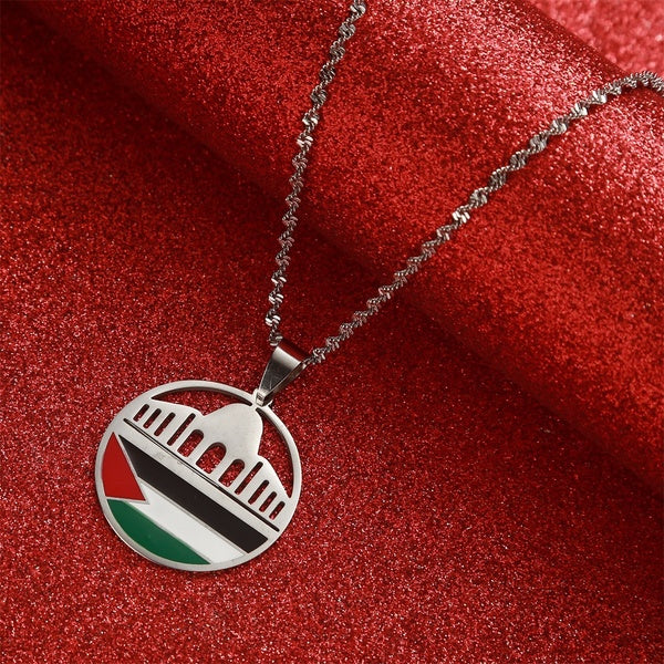 Collier pendentif carte Palestine émail en acier inoxydable bijoux juifs à la mode