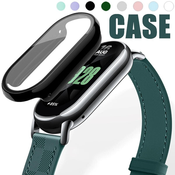 PC Case with Tempered Glass for Miband 8 7 6 5 4 3, Screen Protector Shockproof Case with Film Full Coverage Protective Cover Accessories for Xiaomi