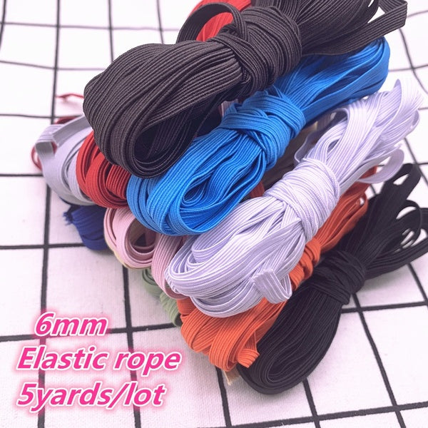 NOUVEAU 5 mètres 6mm Bandes Élastiques Hautes Bobine Bande De Couture Plat Cordon Élastique Bricolage À La Main Artisanat À Coudre