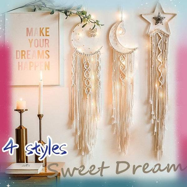 3 Style Bohemian Chic Macrame Wall Hanging Tapestry Moon Star Dreamcatcher Wall Decor Boho Woven Knitted Tapestries Home Decor