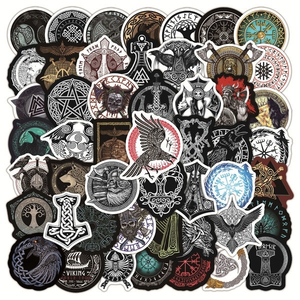 10-50Pcs New Viking Totem Stickers Runic Compass Waterproof Vinyl Decals for Water Bottles Laptop Luggage Cup Computer Mobile Phone Skateboard