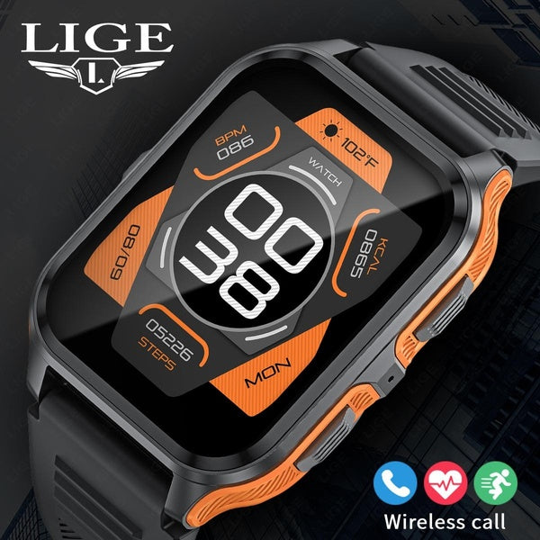 LIGE Montre intelligente pour homme avec appel Bluetooth, oxygène sanguin, fréquence cardiaque, sommeil, fitness, 100 modes sportifs, montre intellig