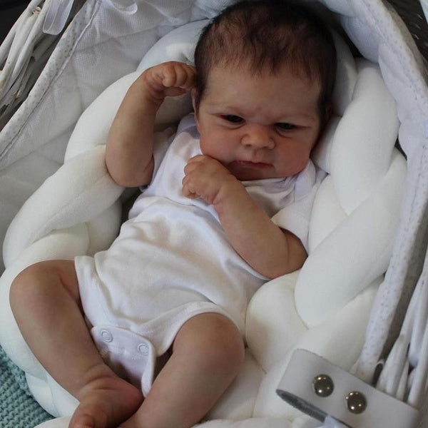 Poupée de bébé Reborn déjà peinte de 45cm, Elijah éveillé, taille de bébé nouveau-né, peau 3D, veines visibles, poupée d'art à collectionner