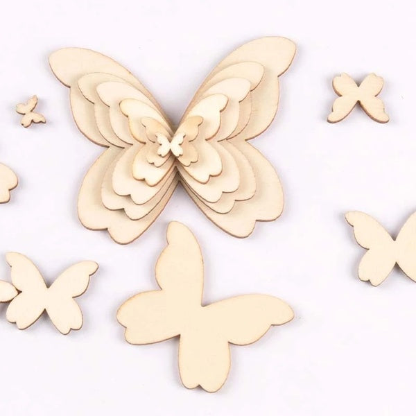 100-5pcs Mixed Butterfly Wood Slices DIY Crafts Handmade Accessories Unfinished Wooden Charms Pendant Home Decor Arts 10-80mm M1963