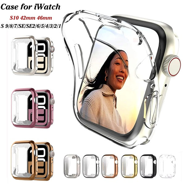 TPU case with Film for Apple Watch cover Series 10 46mm 42mm 9 8 7 41 mm 45 mm 44mm 40mm 42mm 38mm soft Screen Protector Accessories for iWatch serie
