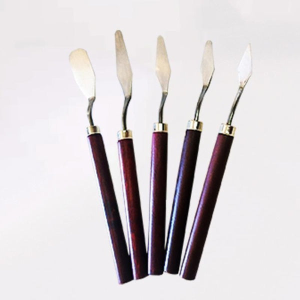 5 pièces Kit de spatule en acier inoxydable professionnel Palette pour couteau de peinture à l'huile Beaux-Arts ensemble d'outils de peinture lames f