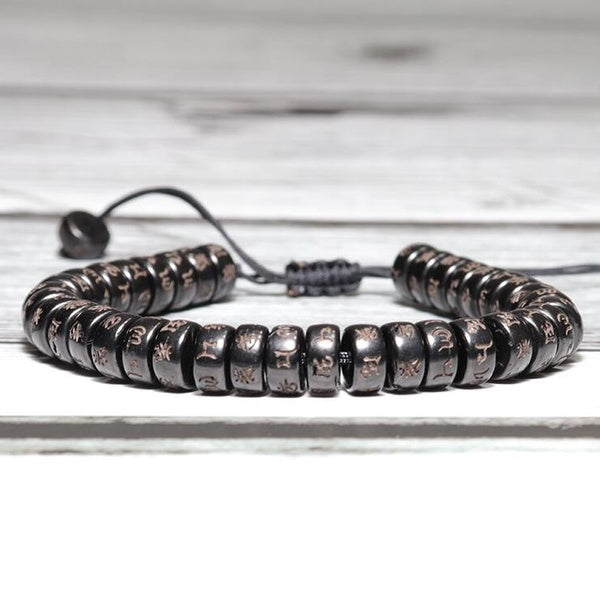 Bracelet en bois naturel Homme réglable Yoga méditation prière bijoux accessoires bouddha Runes tressé Braclet cadeau pour lui