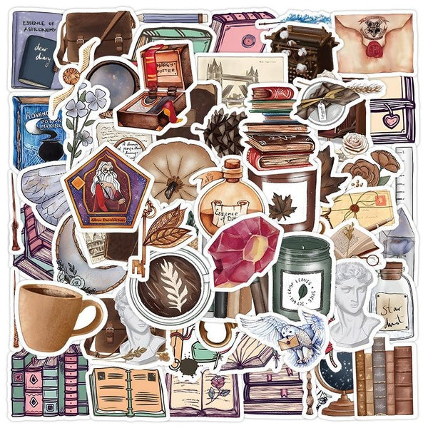 10-50-120PCS Cute Vintage Stickers book Scrapbooking Stickers Aesthetic Retro Journaling Supplies Kit for Planner Junk Journal Scrapbook Paper Water