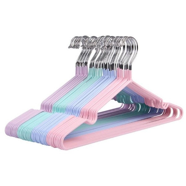 5pcs Metal Traceless No-slip Clothes Hangers, Durable Strong Clothes Racks, Household Space Saver For Organization Of Bedroom