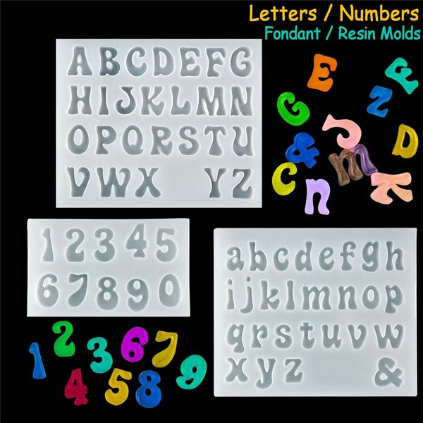 Mini Silicone Numbers Letters Alphabet Fondant Mold Casting Mould Resin Molds for DIY Keychain Pendant Earring Jewelry, Gummy Candy Chololate Cake De