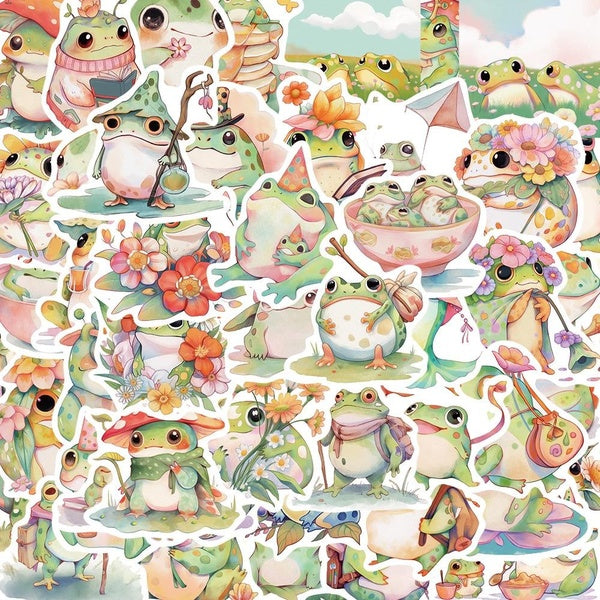 10-50pcs Cartoon Frog Stickers Vinyl Waterproof Stickers for DIY Luggage Laptop Skateboard Motorcycle Bicycle Stickers