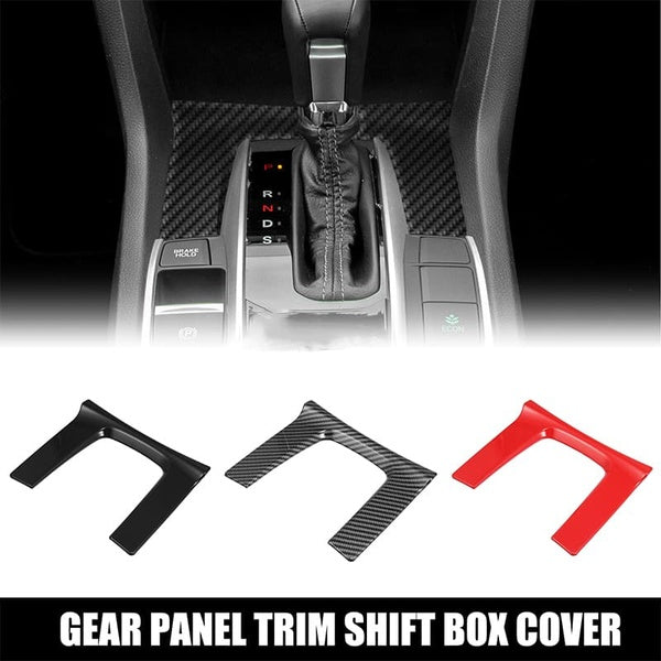 Gear Panel Trim Shift Box Cover Decal for Honda Civic Sedan Hatchback Coupe 2016-2021 Car Interior Accessories Sticker Decorative Carbon Fiber Black-