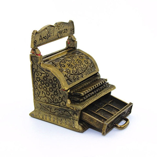1pcs Dollhouse Miniature Furniture Vintage Metal Carving Cash Register Open Drawer Home Accessory Shop Store Decor 1:12 Scale