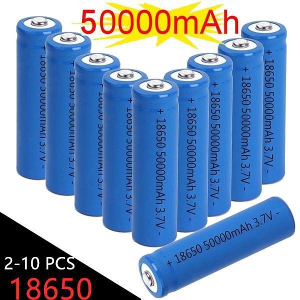 2024 Hot Selling 2-10 PCS high capacity 3.7V 18650 50000nAh lithium ion rechargeable battery can be used in all kinds of electronic equipment