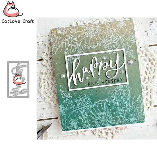Catlove mot heureux cadre matrices de découpe en métal Scrapbooking moule pochoir découpe carte faisant bricolage artisanat gaufrage nouveaux matrice