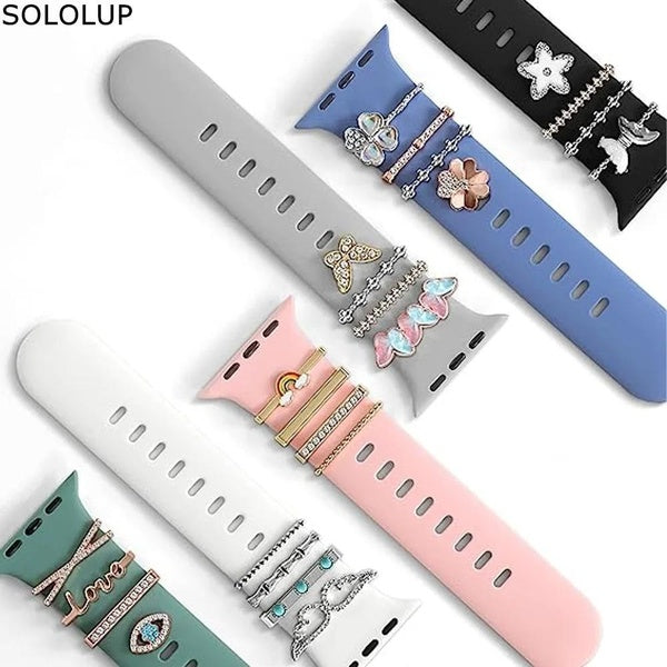 SOLOLUP Metal Decoration Ring for Strap for Apple Watch Band for Huawei Watch Strap for Samsung Watchband Decorative Charms Jewelry Diamond for IWatc