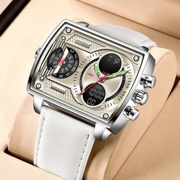 LIGE FOXBOX Hommes Montres Top Marque De Luxe Creux Carré Sport Montre Pour Hommes De Mode En Cuir Ceinture À Quartz Montre-Bracelet Reloj Hombre