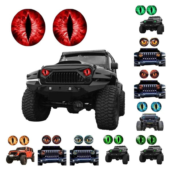 Beast Eyes Headlight Decals Pair,Funny Decals for Truck Car Body Window Bumper Decoration Eye Headlight Decal 3D Stereo Eyes Stickers Decal Round Eye